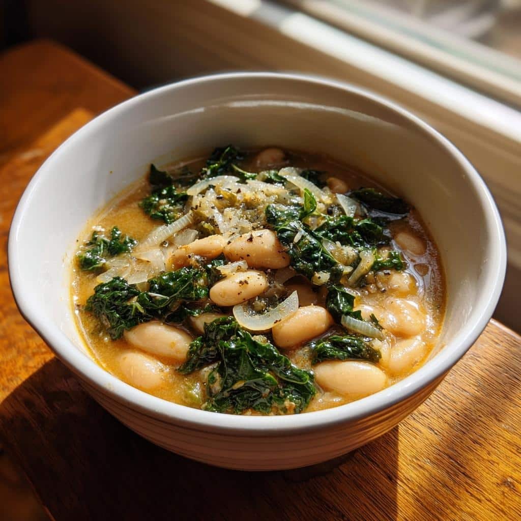 Healthy Crockpot White Bean and Kale Soup
