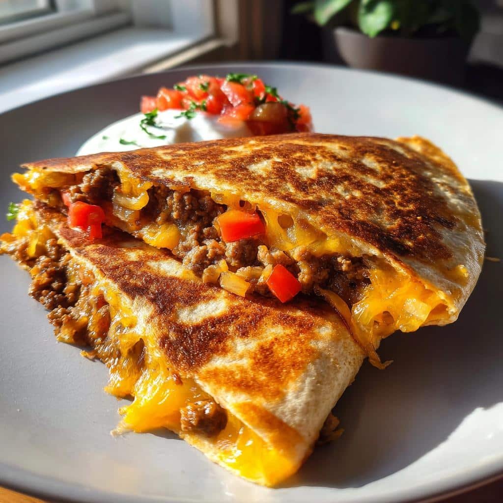 Healthy Easy Hamburger Quesadilla