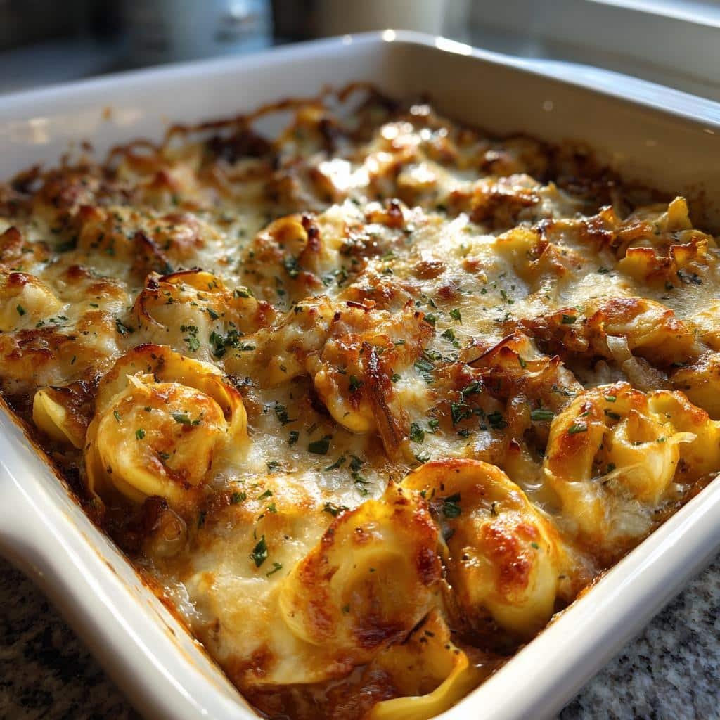 Healthy French Onion Tortellini casserole