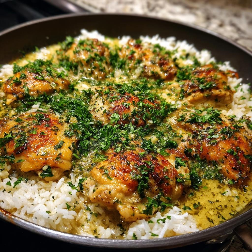 Healthy Garlic Butter Chicken and Rice Casserole