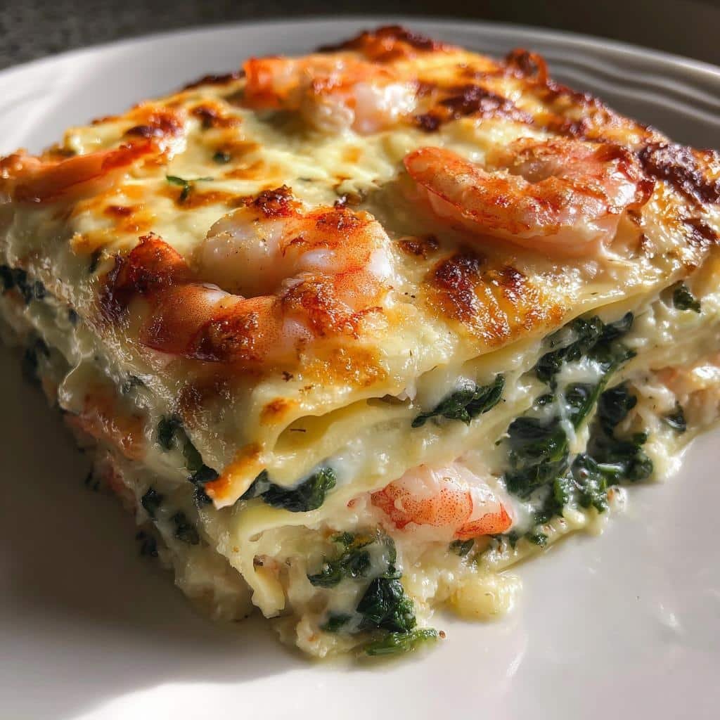 Healthy Garlic Butter Shrimp Scampi Lasagna