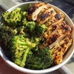 Healthy Grilled Chicken & Broccoli Bowls with Creamy Garlic Sauce