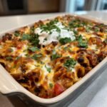 Healthy Loaded Chili Cheese Dog Pasta Bake