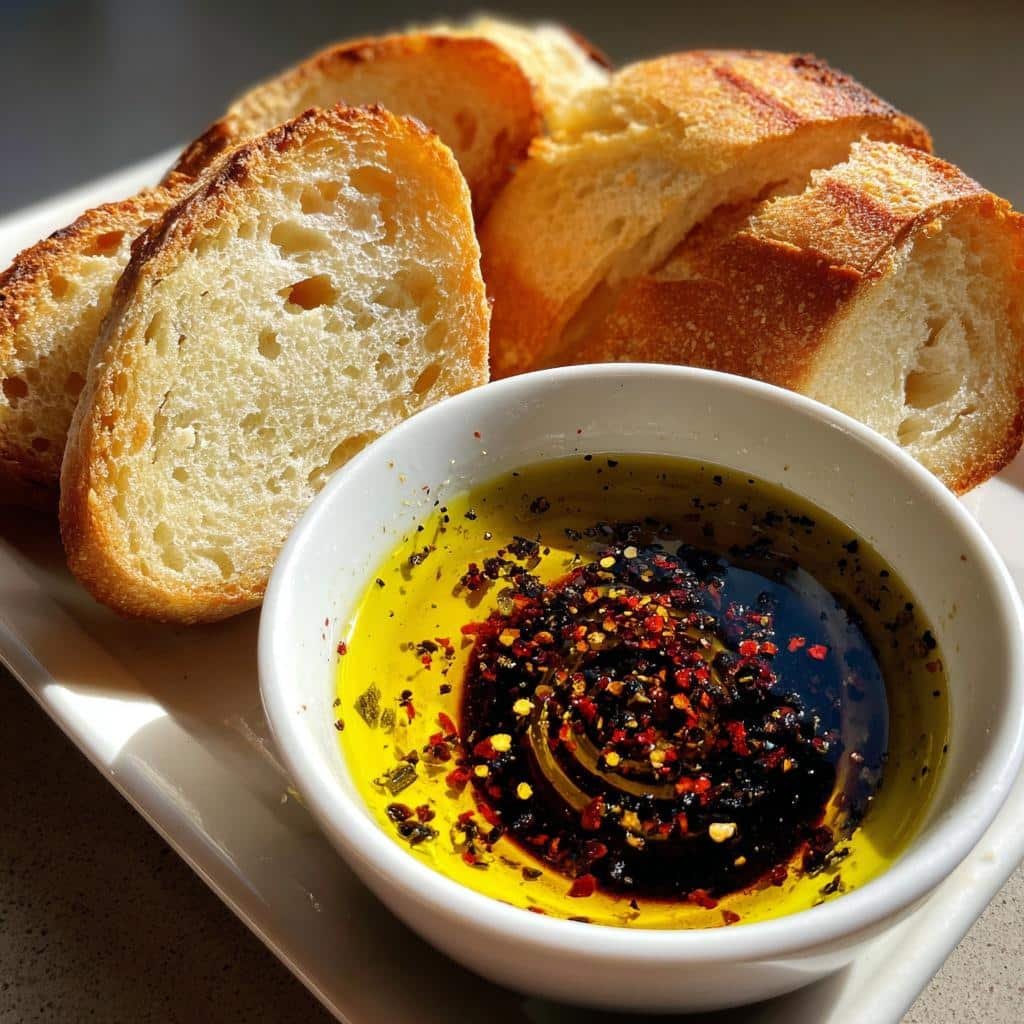Healthy Olive Oil Dip with Warm Bread