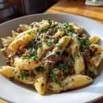 Healthy One-Pot Creamy Beef and Garlic Butter Pasta