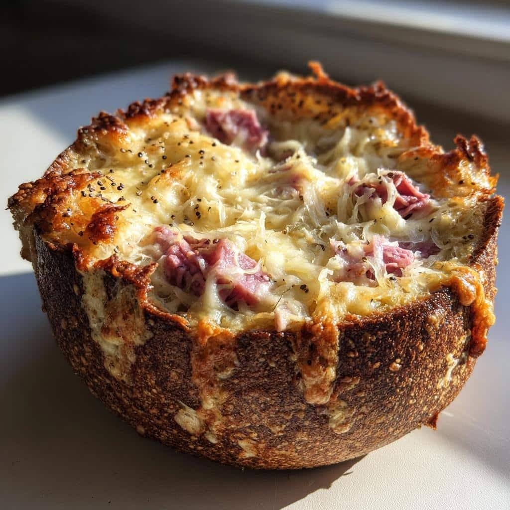 Healthy Reuben Dip in a Rye Bread Bowl - detail 1