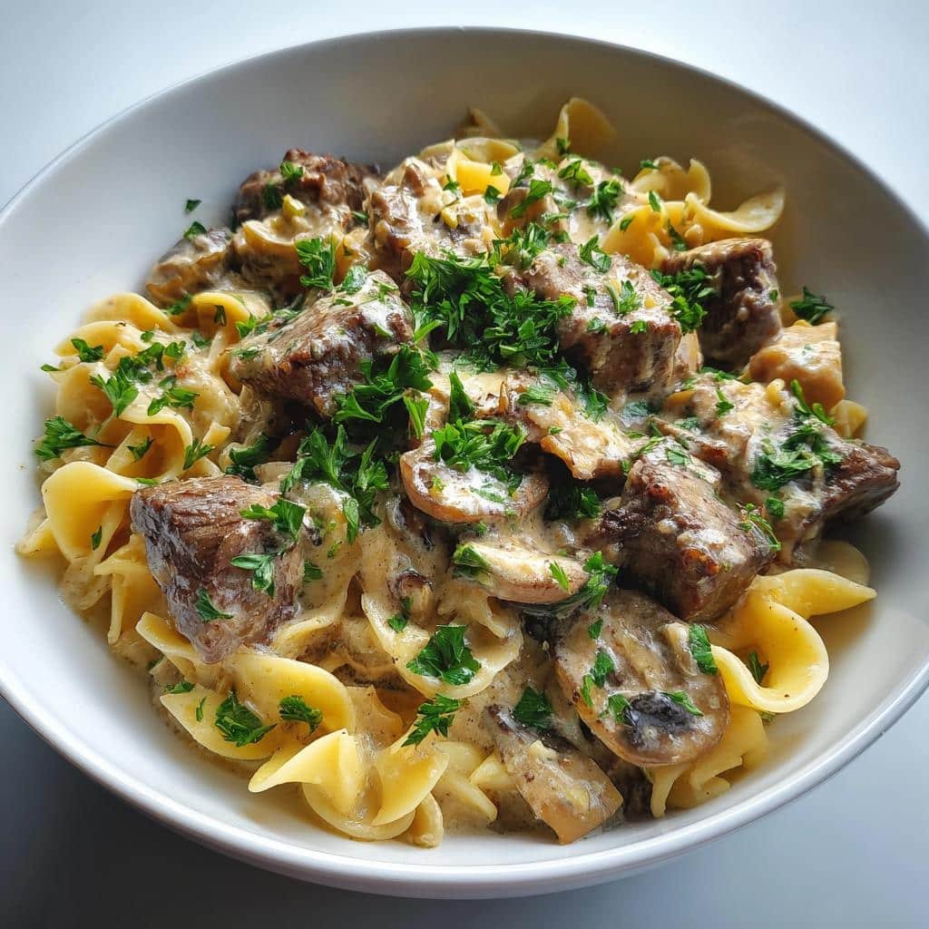 Healthy Slow Cooker Beef Stroganoff Casserole - detail 1