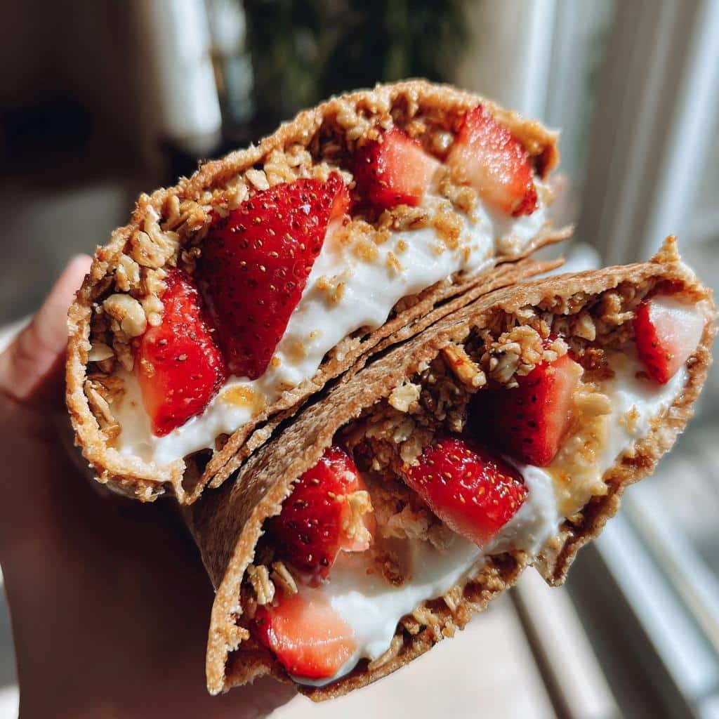 5-Minute Healthy Strawberry Crunch Cheesecake Tacos Your Kids Crave 4 Healthy Strawberry Crunch Cheesecake Tacos - detail 1