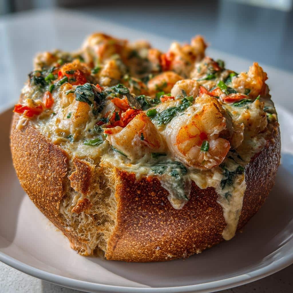 Healthy Stuffed Seafood Bread Bowls - detail 1