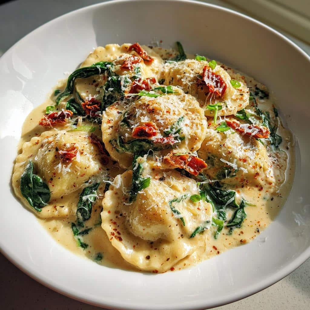 Healthy Tuscan-Inspired Creamy Ravioli with Spinach - detail 1