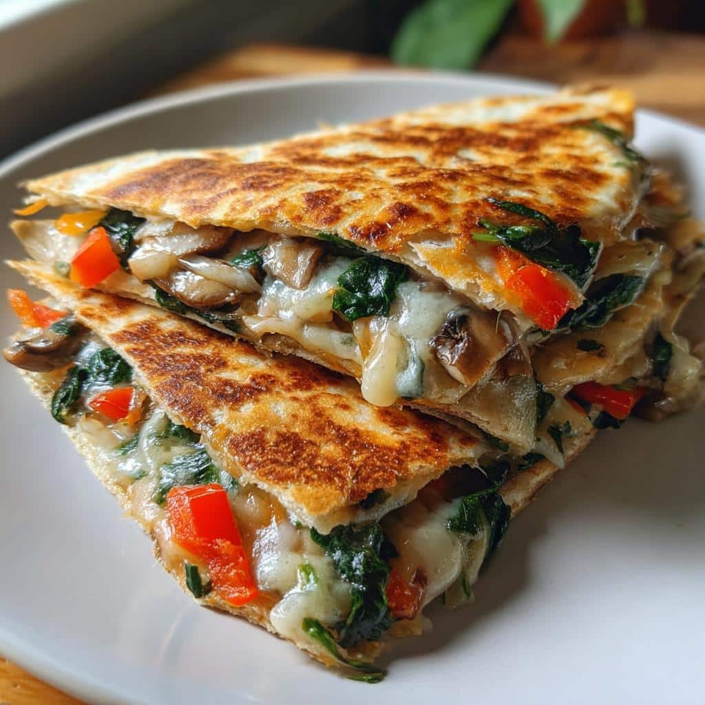 Healthy christmas Baked Spinach Mushroom Quesadillas