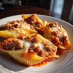 Healthy christmas Beef-Stuffed Shells with Creamy Ricotta Filling