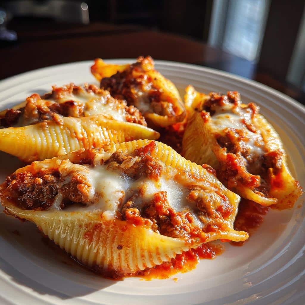 Healthy christmas Beef-Stuffed Shells with Creamy Ricotta Filling