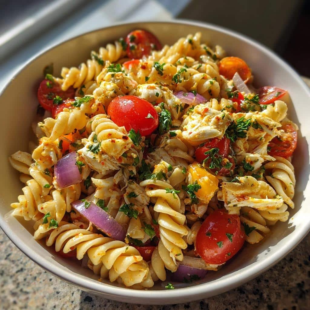 Healthy christmas Cajun Crab Pasta Salad - detail 1