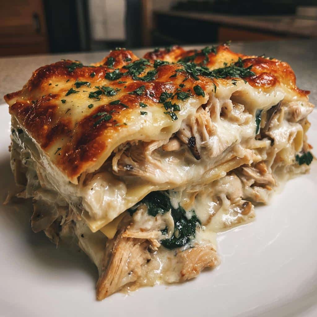 Healthy christmas Creamy Chicken Lasagna with White Sauce