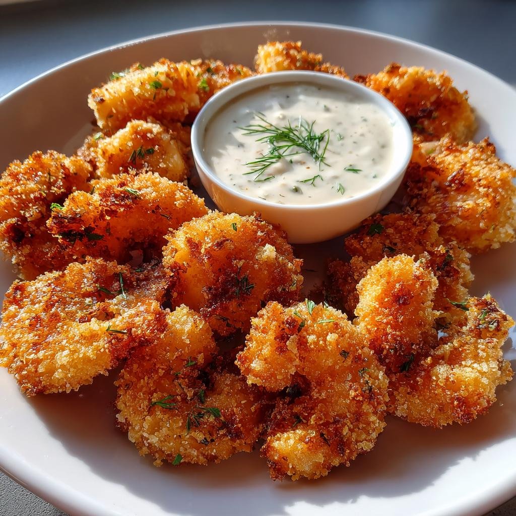 Healthy christmas Crispy Shrimp and Mushroom Bites with Spicy Ranch Dip - detail 1