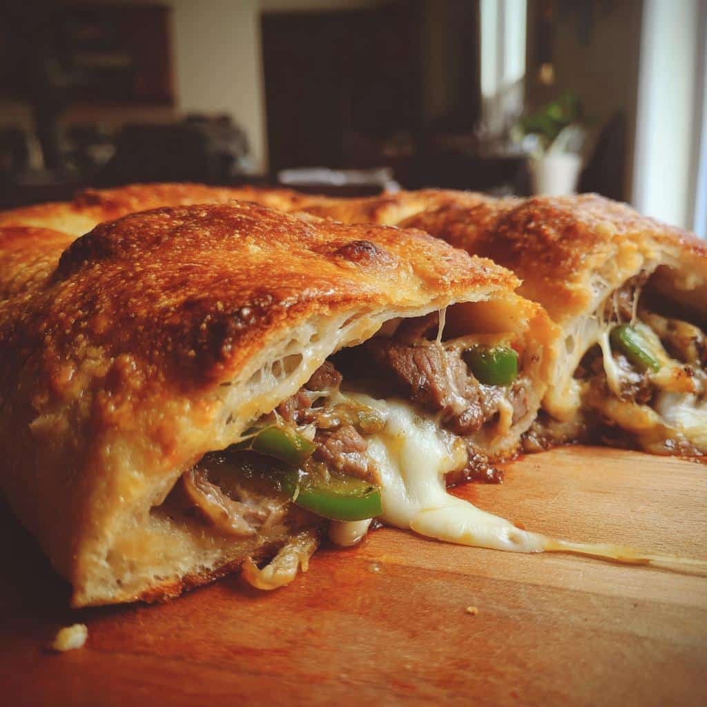 Healthy christmas Philly Cheesesteak Stuffed Cheesy Breadsticks