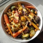 Healthy christmas Roasted Veggie & Chickpea Bowls with Maple Dijon Tahini Dressing