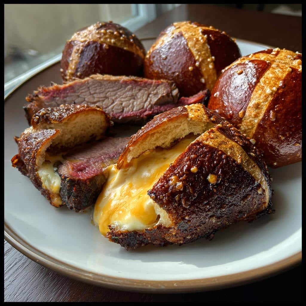 Healthy christmas Smoked Brisket & Beer Cheese Pretzel Bombs - detail 1