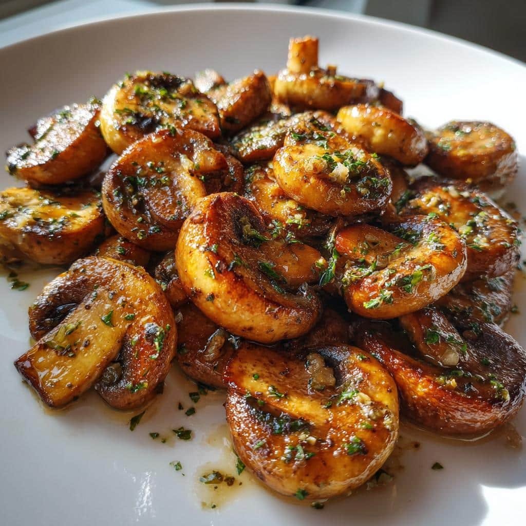 Healthy crispy garlic mushroom for thanksgiving