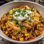 Healthy crockpot Cheesy taco rice