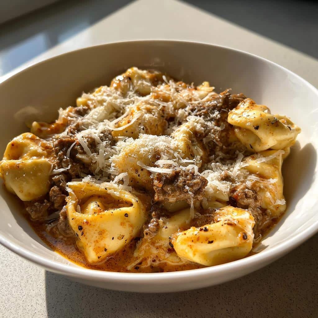 Healthy crockpot Creamy Ranch Beef Tortellini - detail 1