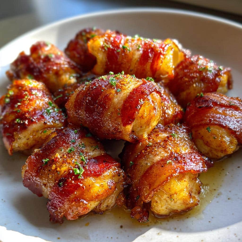 Healthy thanksgiving Bacon Wrapped Chicken Bites - detail 1