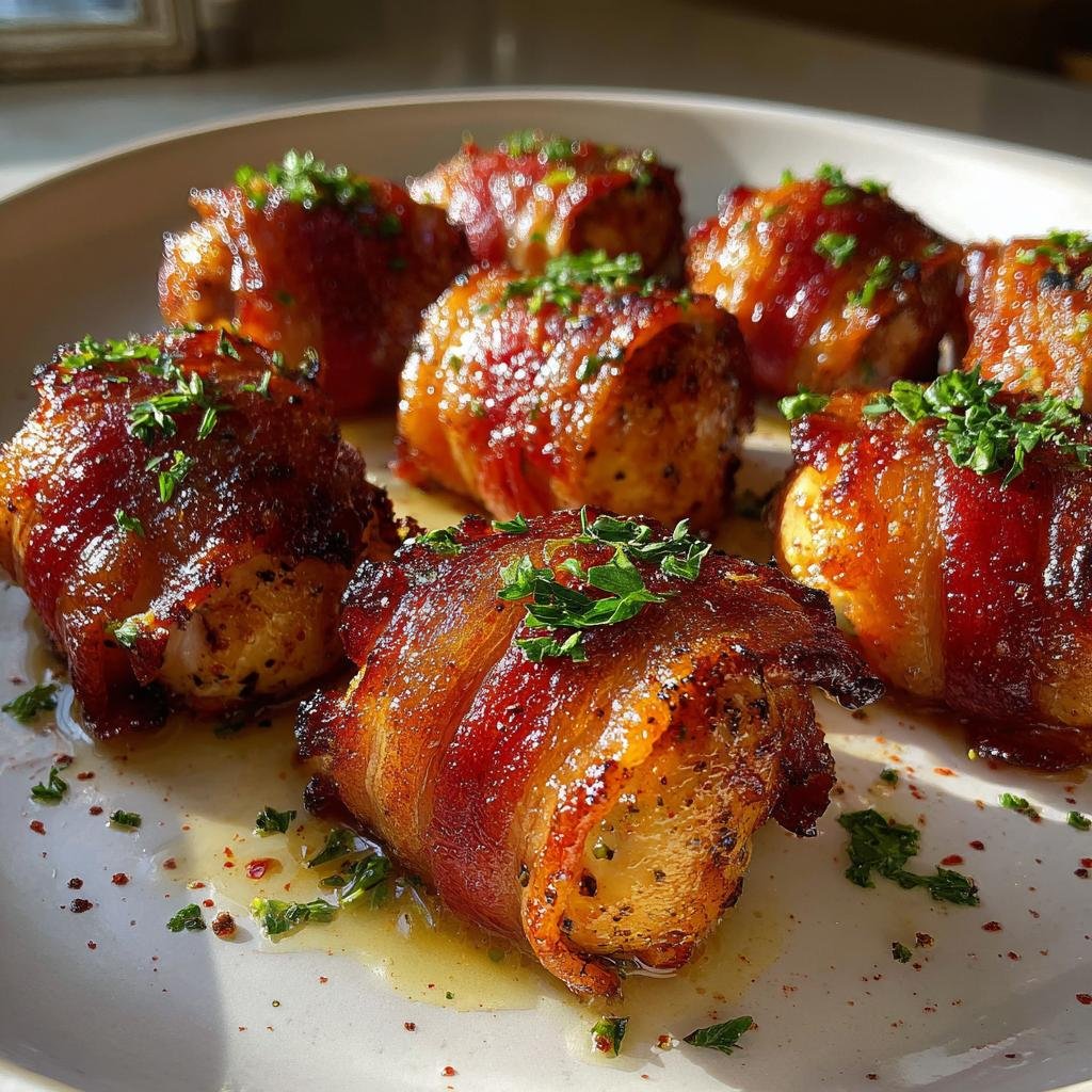 Healthy thanksgiving Bacon Wrapped Chicken Bites