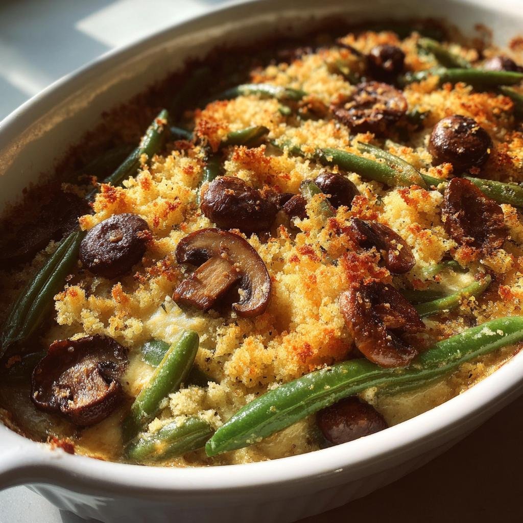 Healthy thanksgiving Green Bean Stuffing Casserole - detail 1