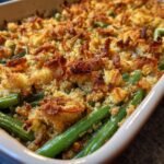 Healthy thanksgiving Green Bean Stuffing Casserole