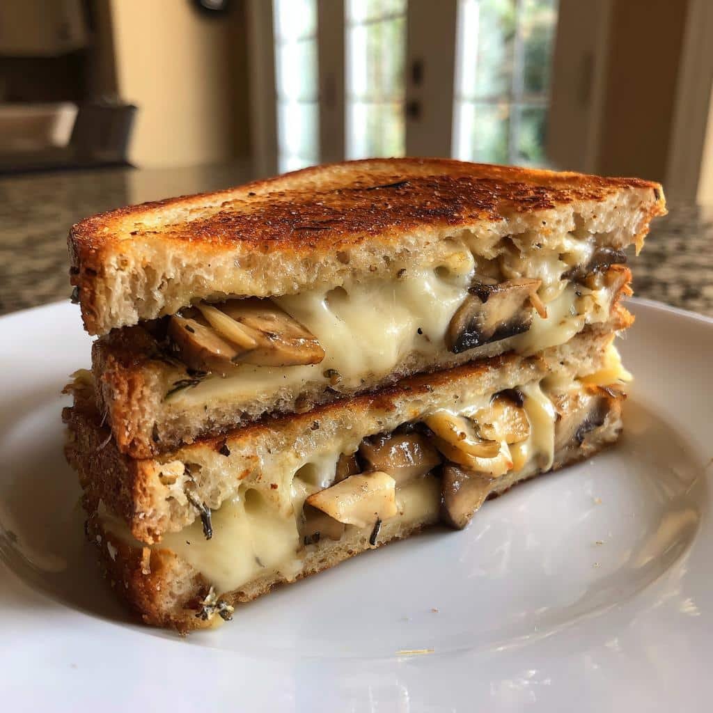 Healthy thanksgiving Grilled Cheese with Gouda, Roasted Mushrooms, and Onions - detail 1