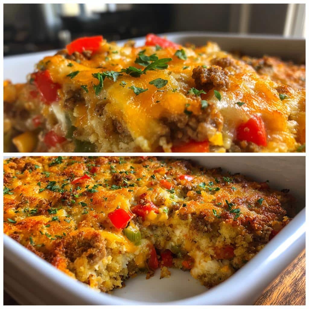 Healthy thanksgiving Loaded Cowboy Cheeseburger Casserole - detail 1