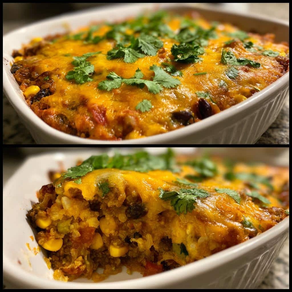 Healthy thanksgiving Loaded Cowboy Cheeseburger Casserole