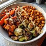 Healthy thanksgiving Roasted Veggie & Chickpea Bowls with Maple Dijon Tahini Dressing