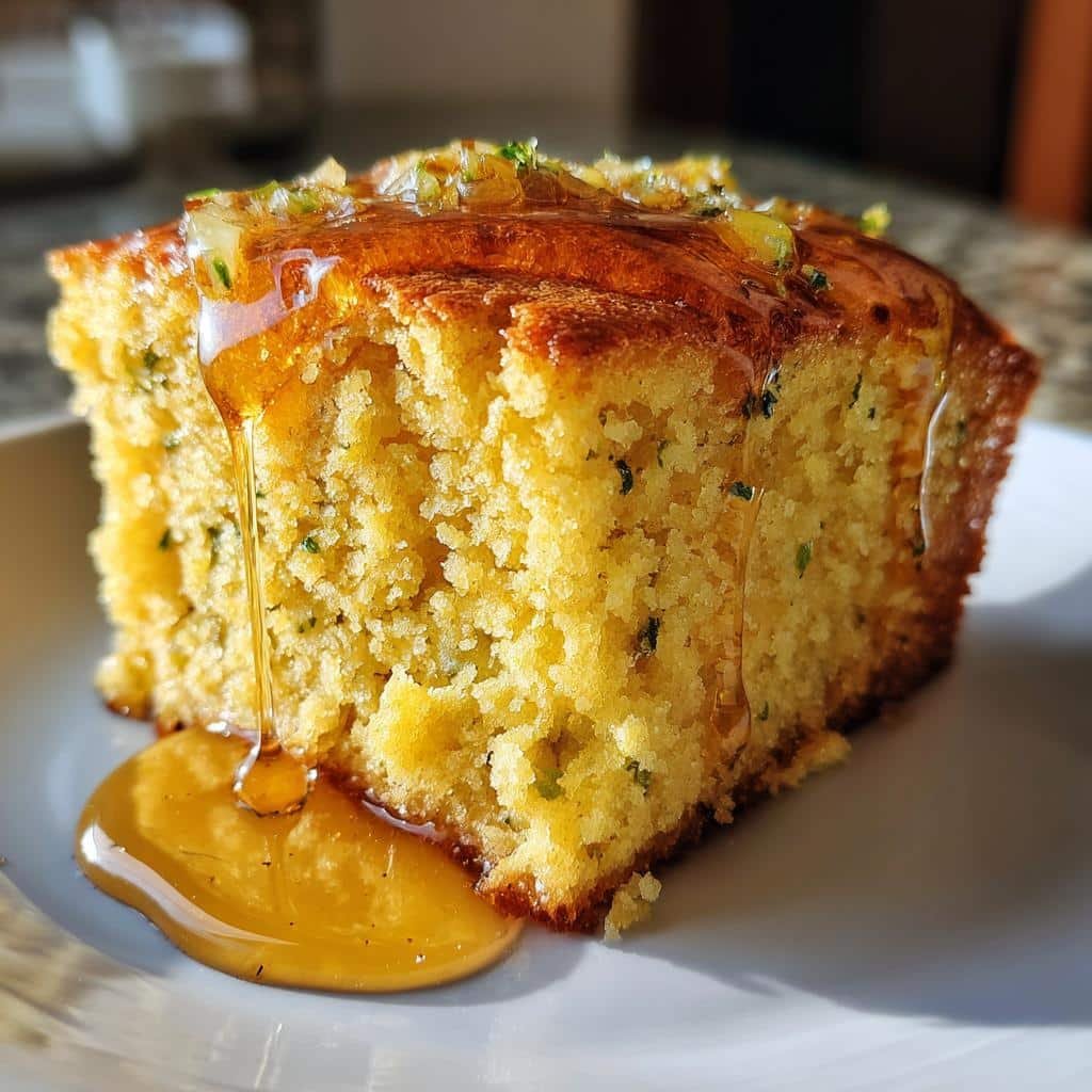 Healthy thanksgiving Spicy Jalapeño Cornbread Drizzled with Sweet Lime Honey - detail 1