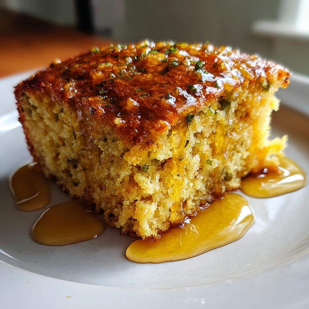 Healthy thanksgiving Spicy Jalapeño Cornbread Drizzled with Sweet Lime Honey