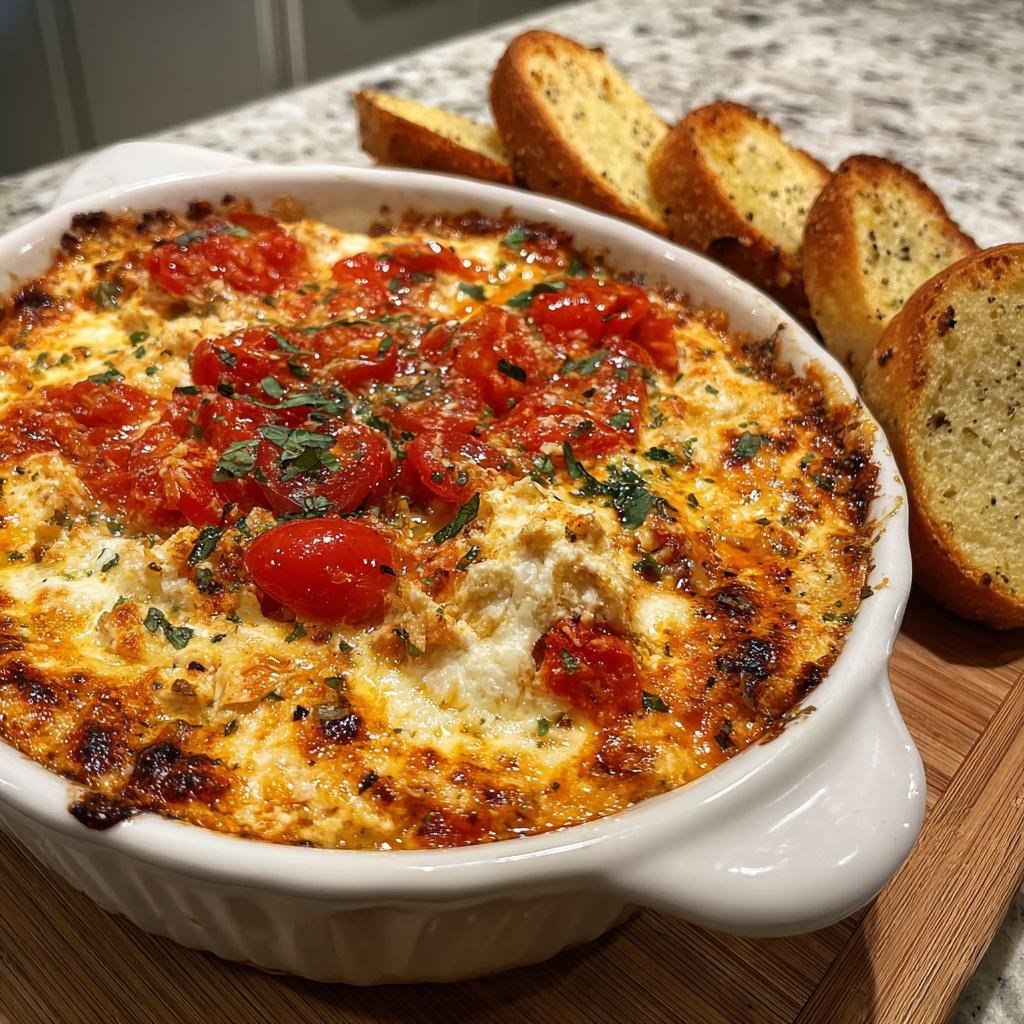 Healthy thanksgiving Three-Cheese Tomato Bruschetta Dip - detail 1