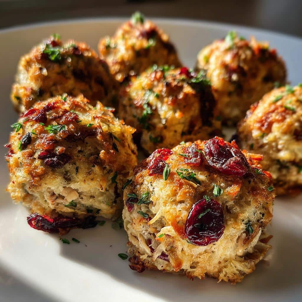 Healthy thanksgiving cranberry turkey stuffing balls - detail 1