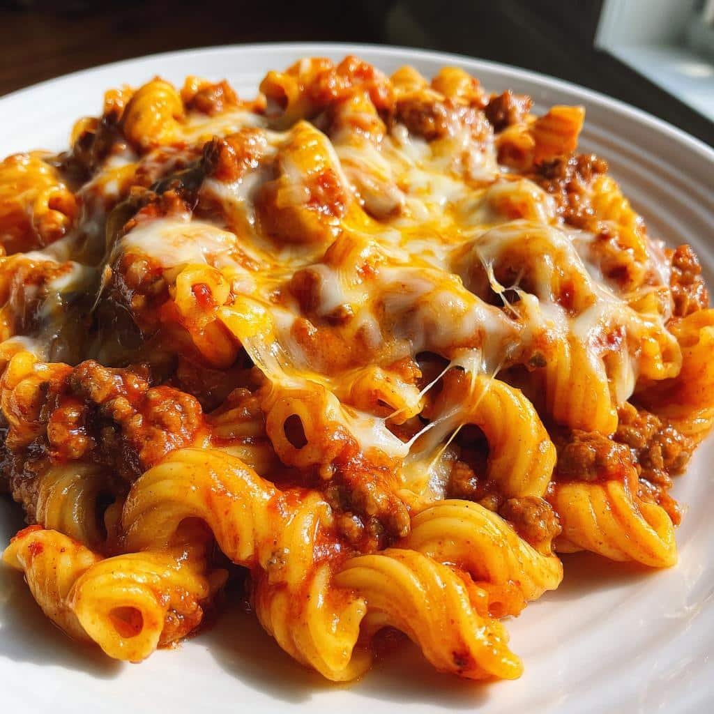Homemade Christmas Healthy Cheesy Sloppy Cheeseburger Dinner Pasta