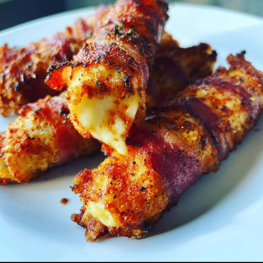 Homemade Christmas Healthy Nashville Hot Bacon-Wrapped Dinner Mozzarella Sticks