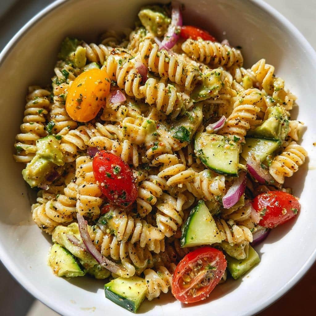 Thanksgiving Healthy Avocado Pasta Salad