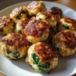 Thanksgiving Healthy Baked Chicken Ricotta Meatballs with Spinach