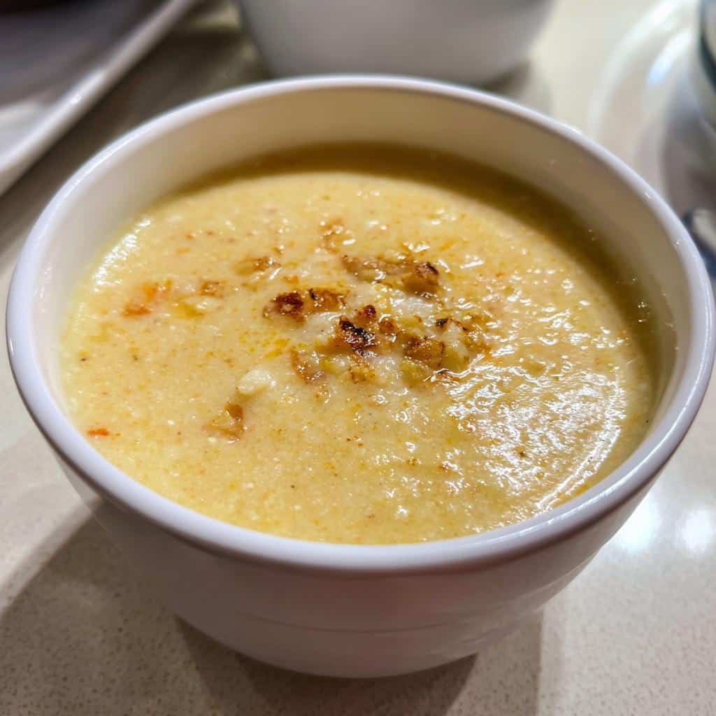 Thanksgiving Healthy Cheddar Cauliflower and Roasted Garlic Soup
