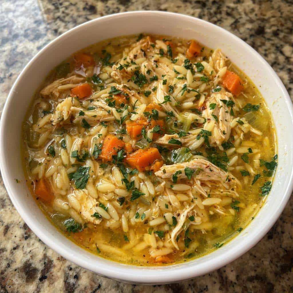 Thanksgiving Healthy Greek Lemon Chicken Orzo Soup