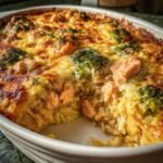 Thanksgiving Healthy Salmon & Broccoli Rice Casserole