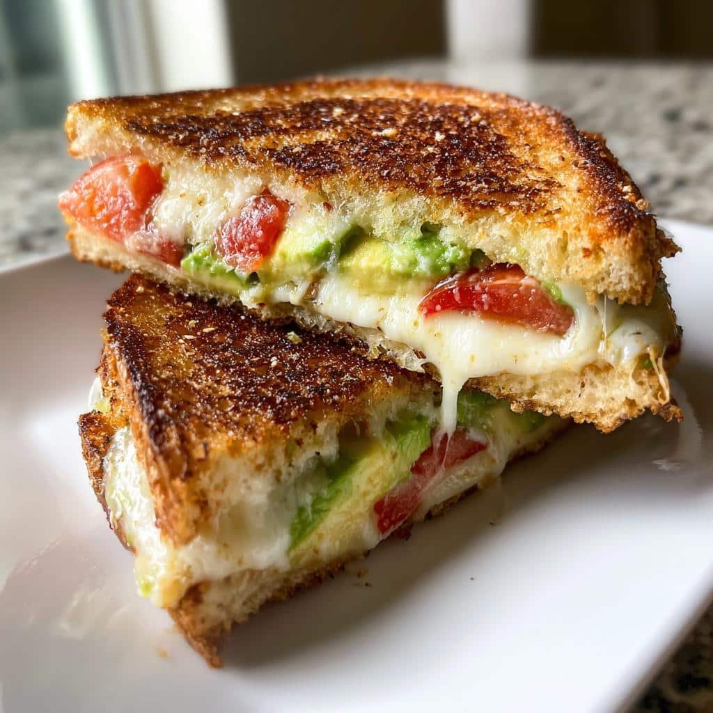 Avocado, Mozzarella, and Tomato Grilled Cheese