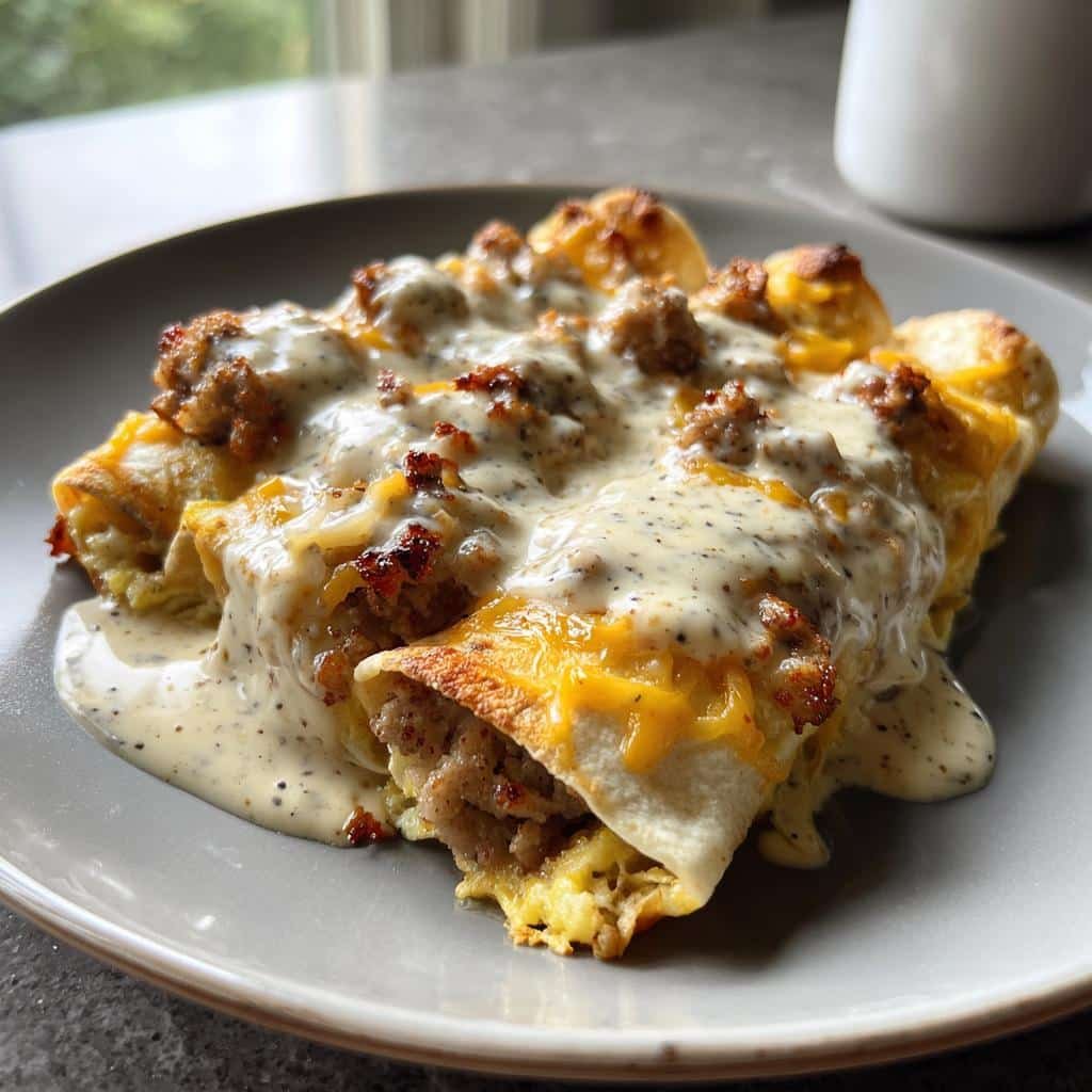 Breakfast Enchiladas and Sausage Gravy - detail 1