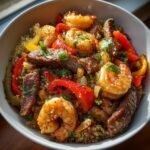 CHealthy heesy Steak & Shrimp Skillet Bowl