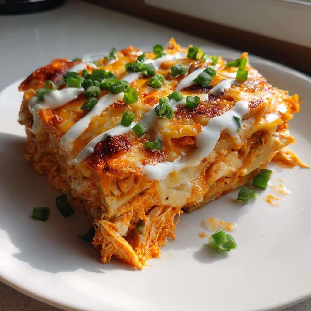 Spicy Cheesy Buffalo Chicken Lasagna Recipe That Wins Every Time 4 Cheesy Buffalo Chicken Lasagna with Ranch Drizzle - detail 1