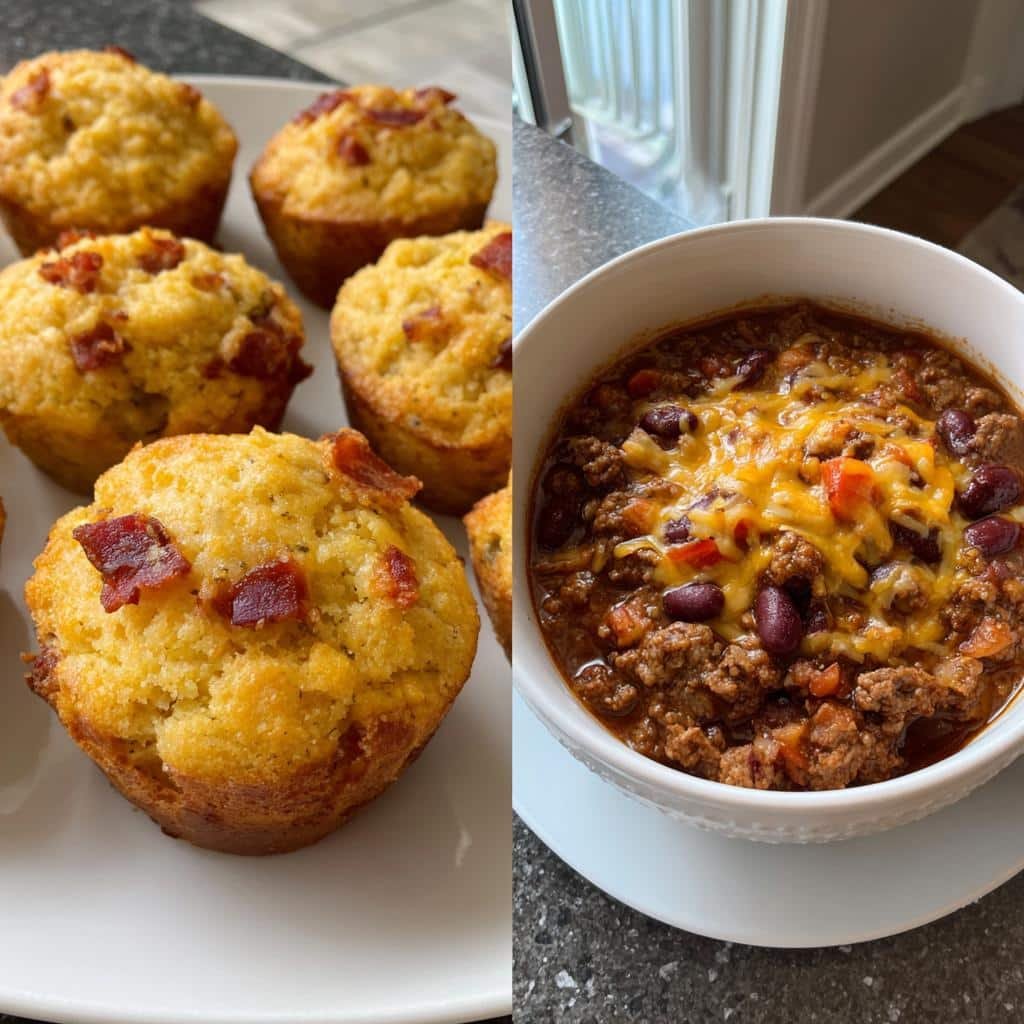 "5-Star Chili with Bacon Pimento Cornbread Muffins You’ll Crave" 4 Chili with bacon pimento cornbread muffins - detail 1